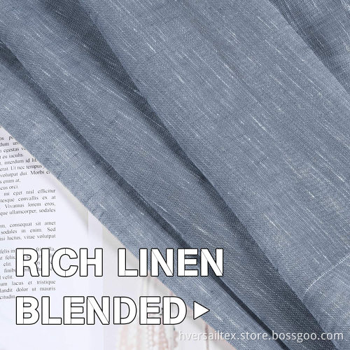 Eyelet Top Durable Soft Linen Blend Denim Curtains